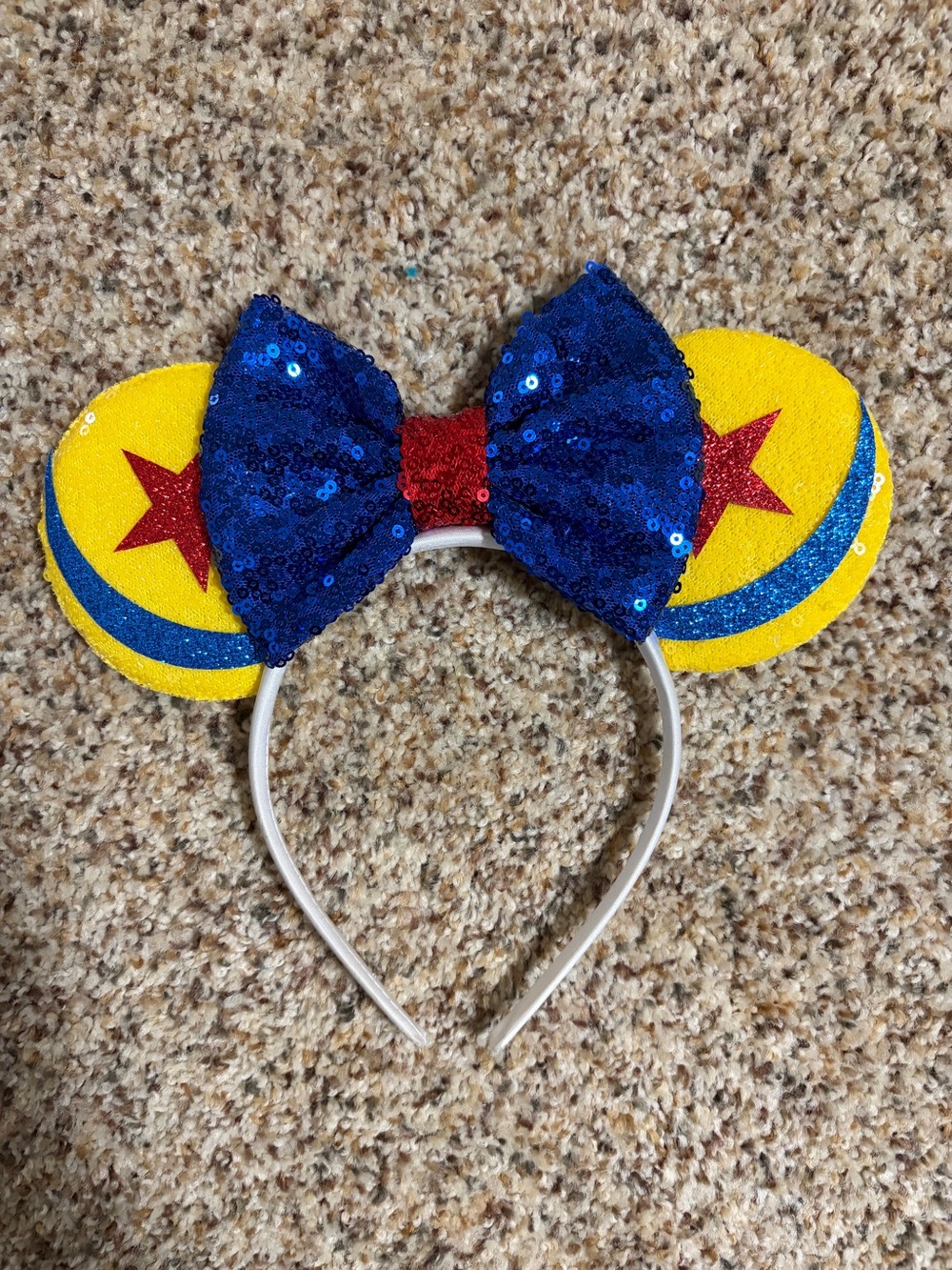 Sequin pixar ball Costume Headband - Blue, Yellow & Red